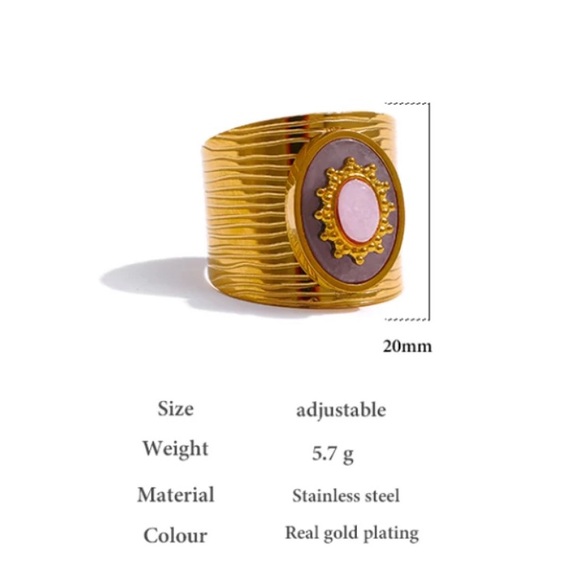 💛Gold Plated crystal open ring - Picture 3 of 8